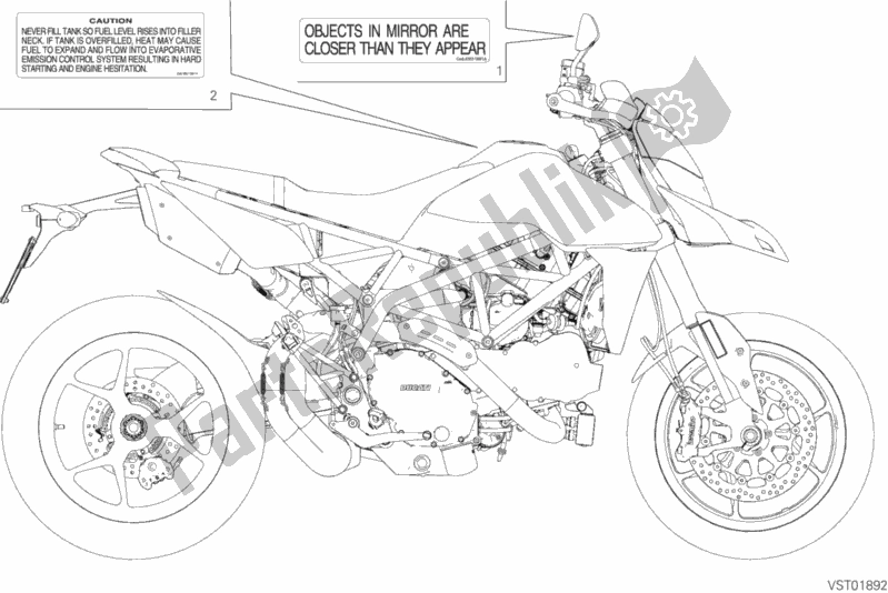 All parts for the Positioning Plates of the Ducati Hypermotard 950 USA 2019